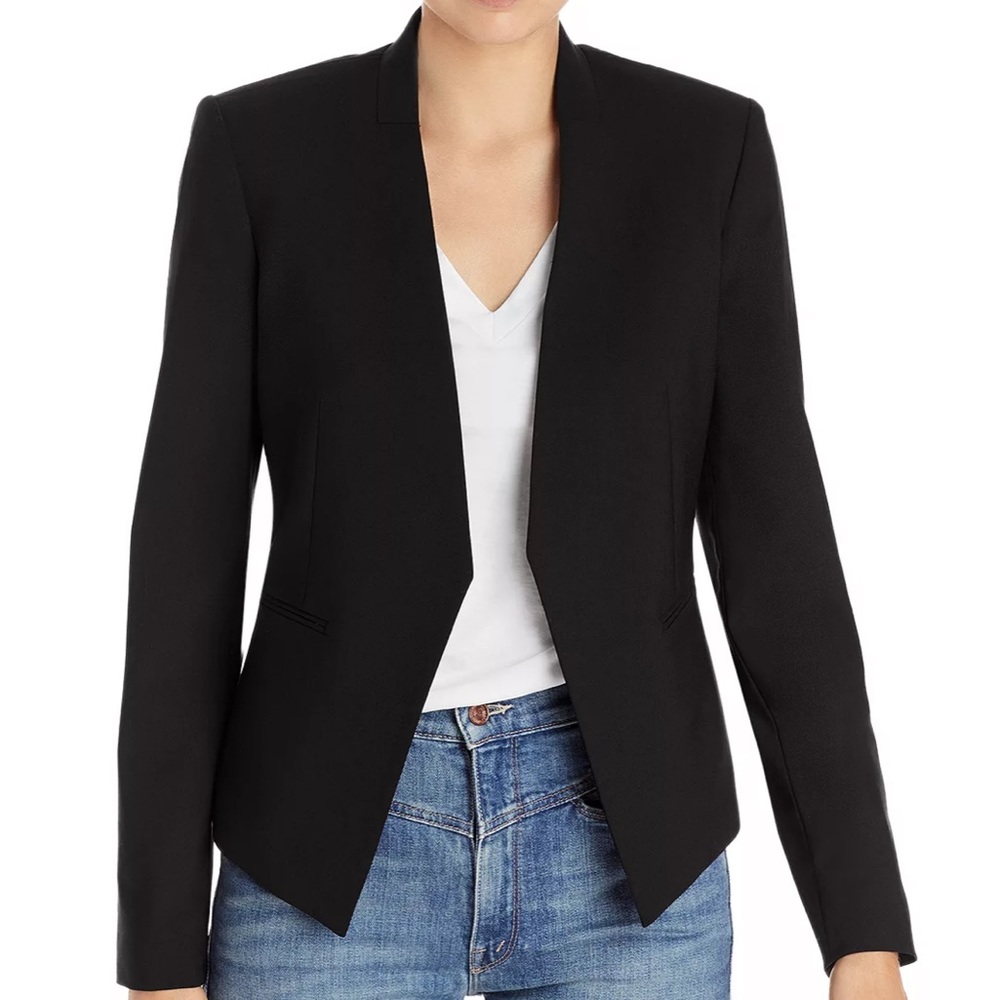 Theory Lanai classic suit jacket collarless blazer sz 0